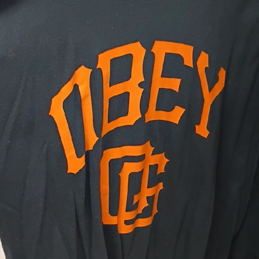 Obey Tee with Orange Lettering